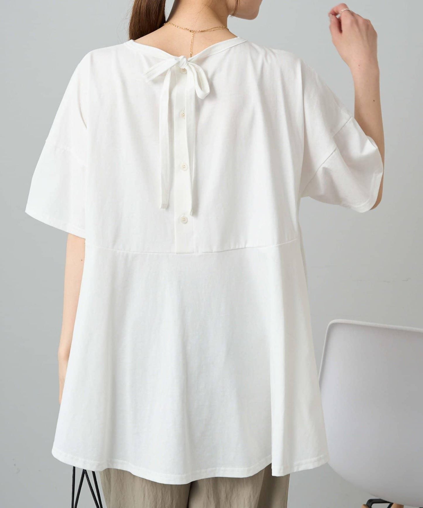 《リバイバル》 【/Du noir】 後蝴蝶結荷葉擺T恤