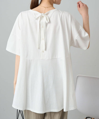 《リバイバル》 【/Du noir】 後蝴蝶結荷葉擺T恤