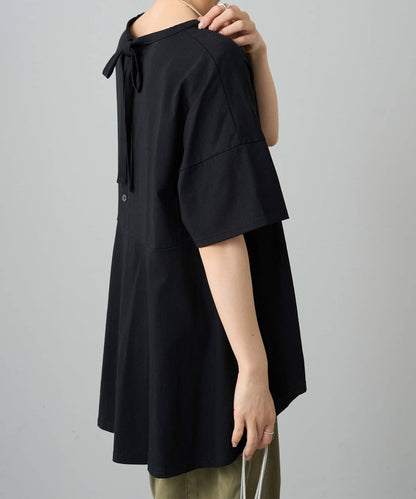 《リバイバル》 【/Du noir】 後蝴蝶結荷葉擺T恤