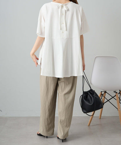 《リバイバル》 【/Du noir】 後蝴蝶結荷葉擺T恤