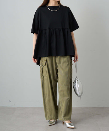 《リバイバル》 【/Du noir】 後蝴蝶結荷葉擺T恤