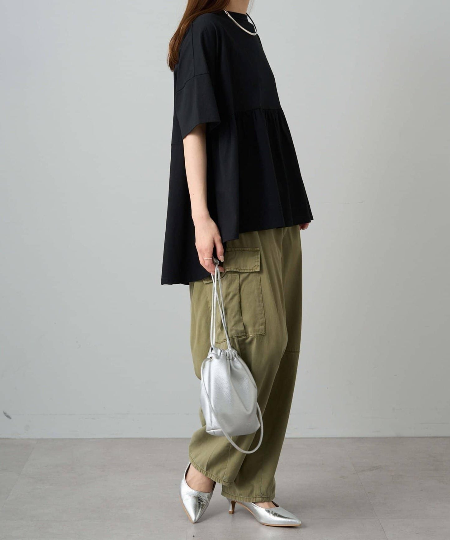 《リバイバル》 【/Du noir】 後蝴蝶結荷葉擺T恤