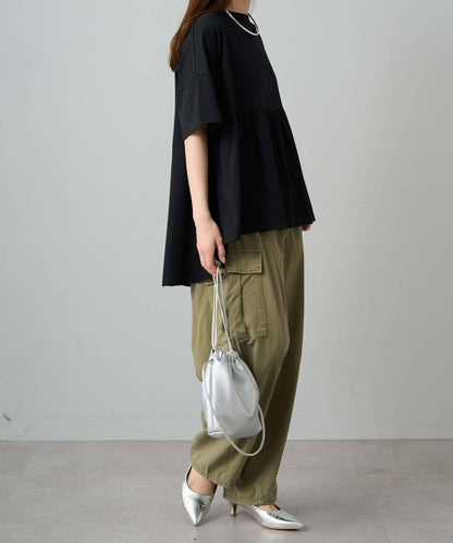 《リバイバル》 【/Du noir】 後蝴蝶結荷葉擺T恤