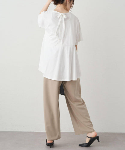 《リバイバル》 【/Du noir】 後蝴蝶結荷葉擺T恤