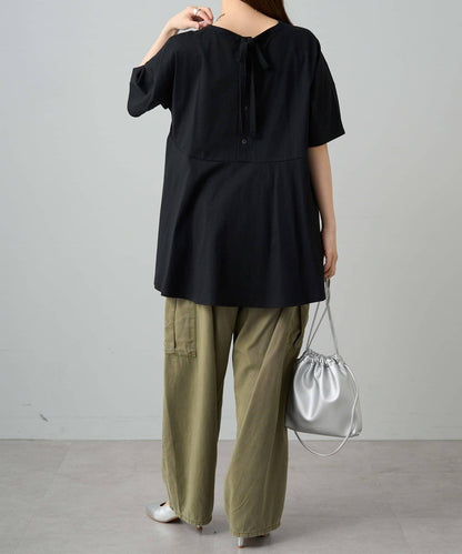 《リバイバル》 【/Du noir】 後蝴蝶結荷葉擺T恤