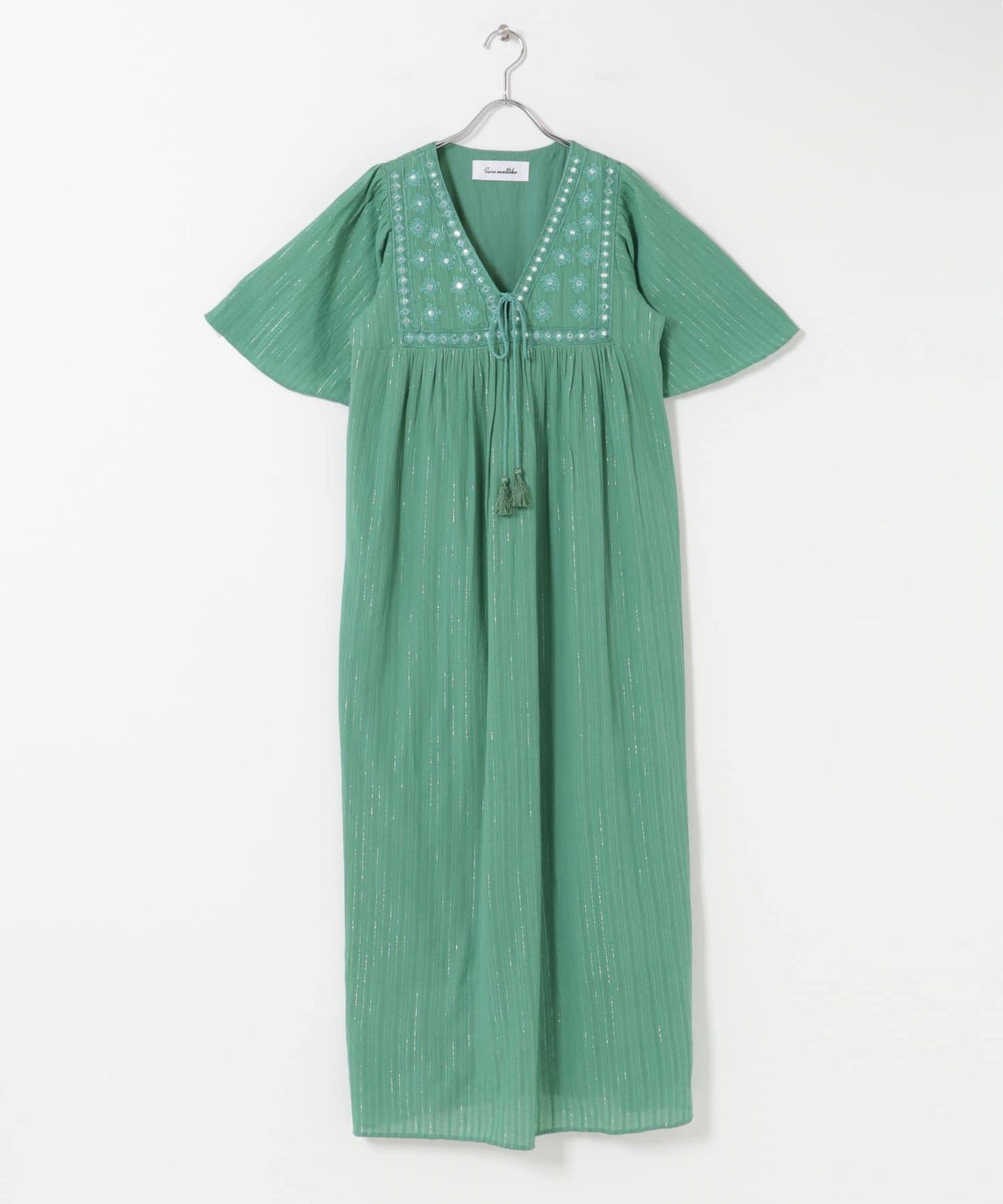 sara mallika 鏡面提花刺繡連衣裙