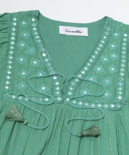 sara mallika 鏡面提花刺繡連衣裙