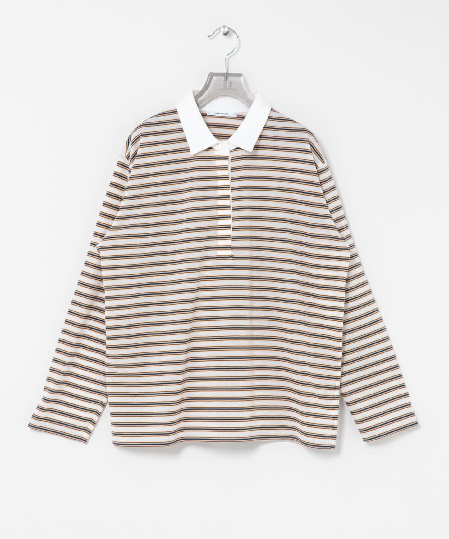 襯衫領 多色條紋 針織上衣