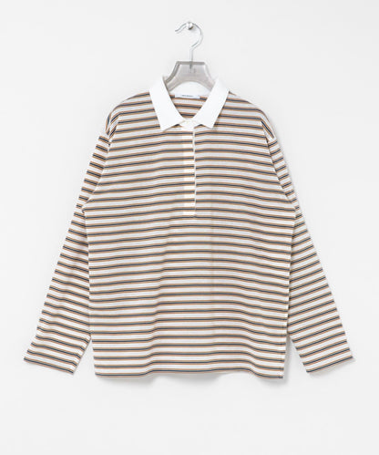 襯衫領 多色條紋 針織上衣