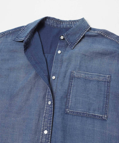 半袖透感牛仔襯衫