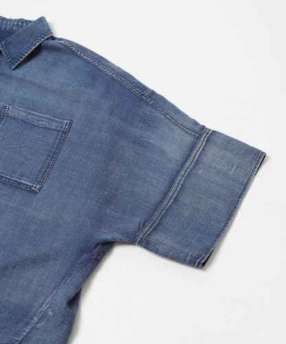 半袖透感牛仔襯衫