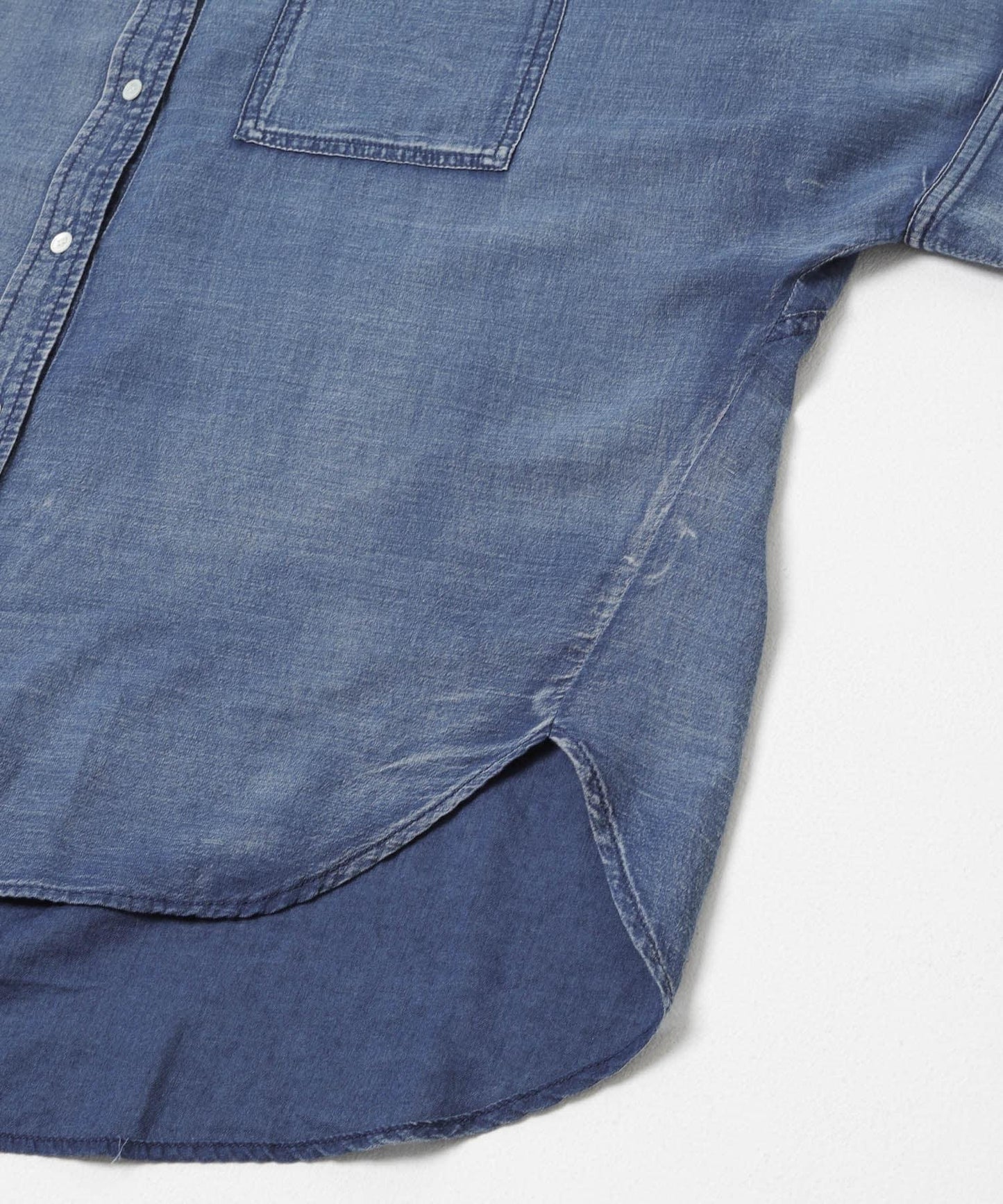 半袖透感牛仔襯衫