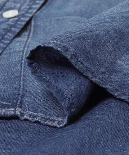 半袖透感牛仔襯衫