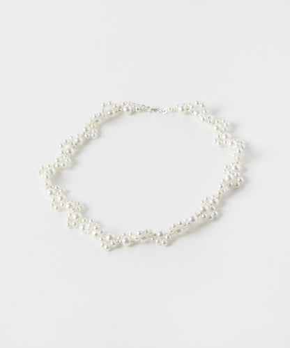 decor『デコール』 FLOWER PEARL BEADSCHOKER 花朵珍珠串珠頸鍊
