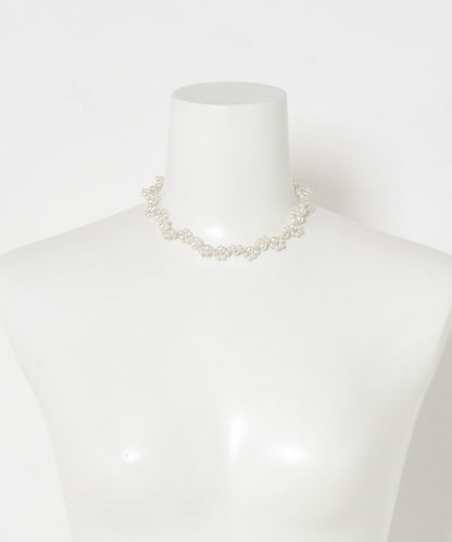 decor『デコール』 FLOWER PEARL BEADSCHOKER 花朵珍珠串珠頸鍊