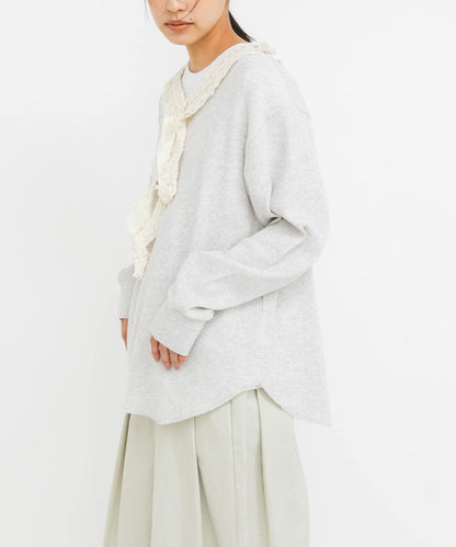 蕾絲荷葉邊華夫格套頭上衣