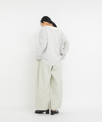 蕾絲荷葉邊華夫格套頭上衣