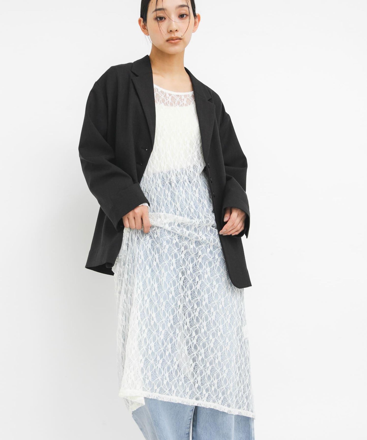 蕾絲長款連衣裙