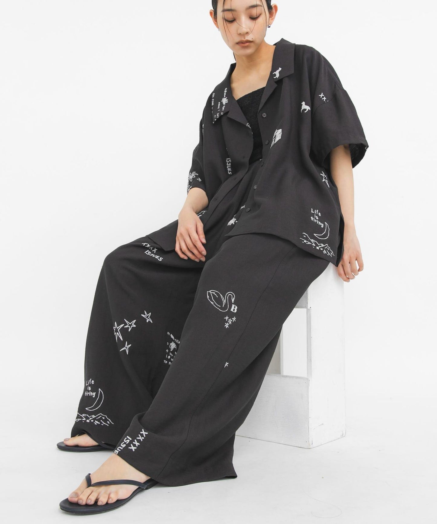 TATTOO 闊腿鬆緊休閒褲