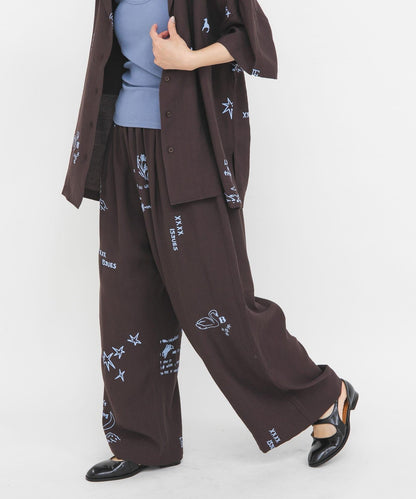 TATTOO 闊腿鬆緊休閒褲