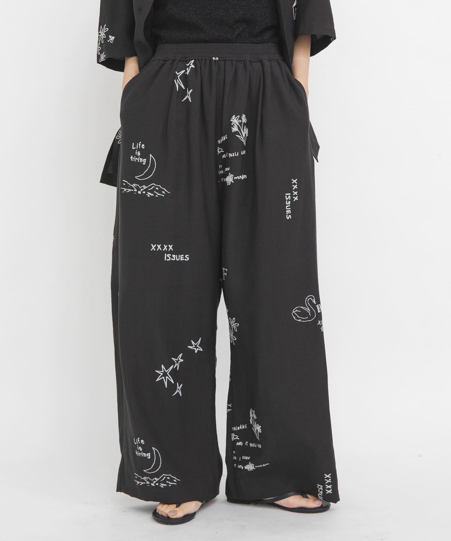 TATTOO 闊腿鬆緊休閒褲