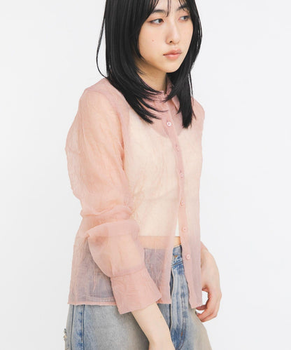 皺感透視襯衫