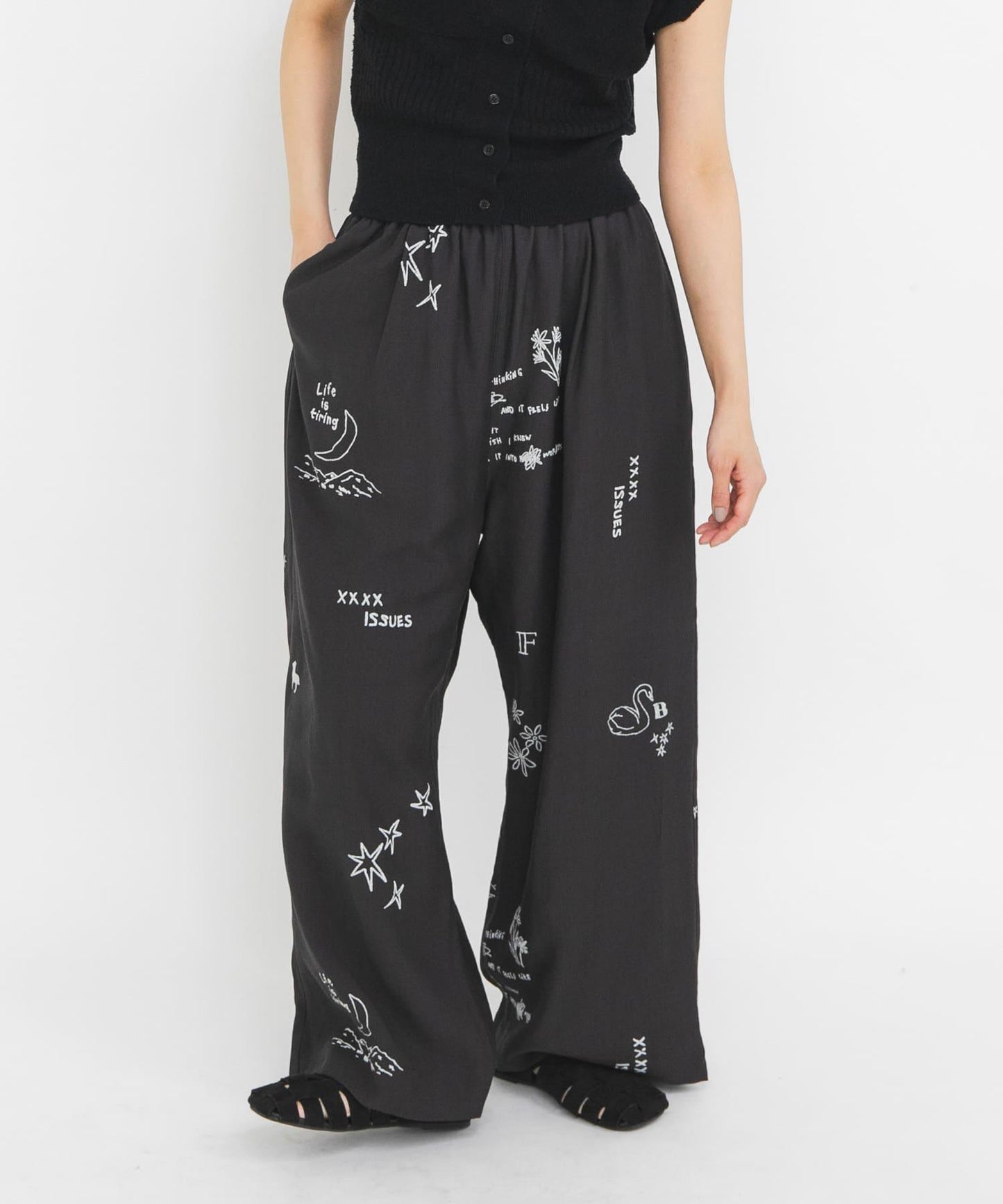 TATTOO 闊腿鬆緊休閒褲