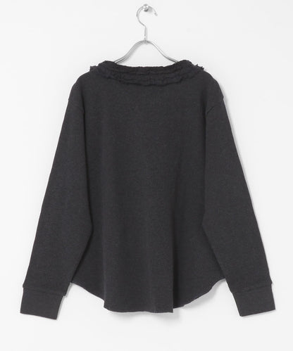 蕾絲荷葉邊華夫格套頭上衣