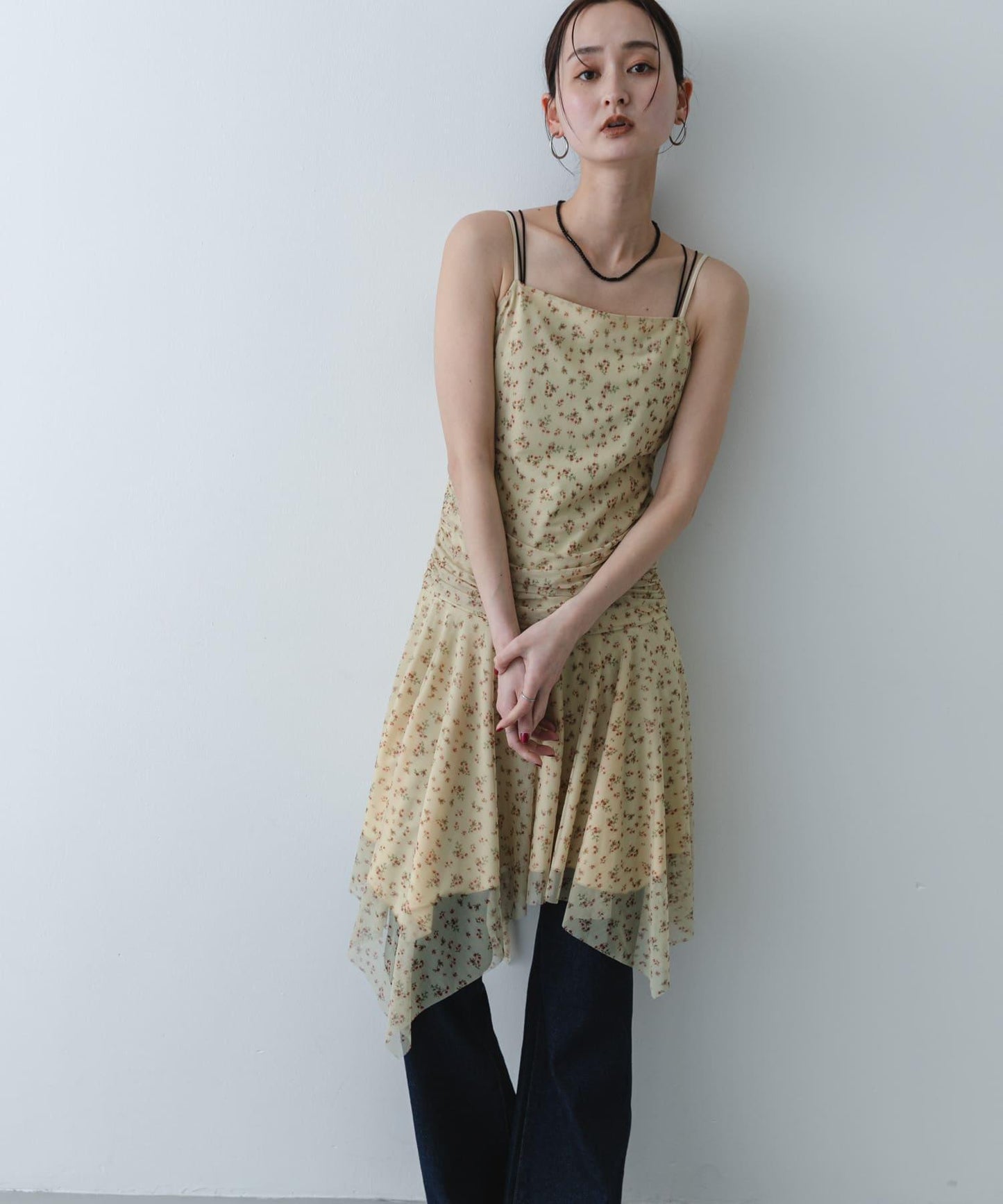 小花圖案 自然風 吊帶連衣裙