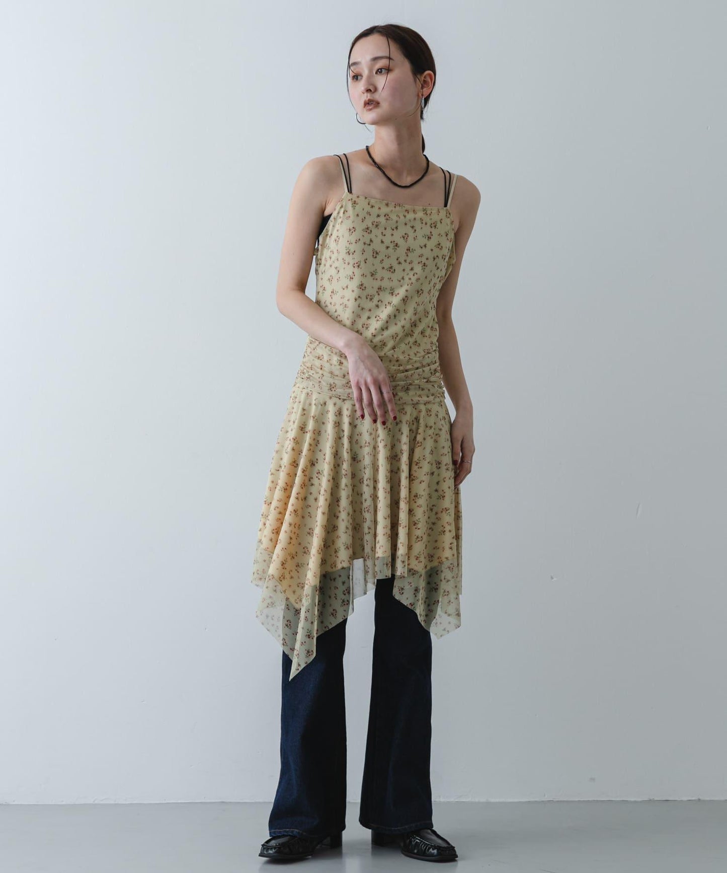 小花圖案 自然風 吊帶連衣裙