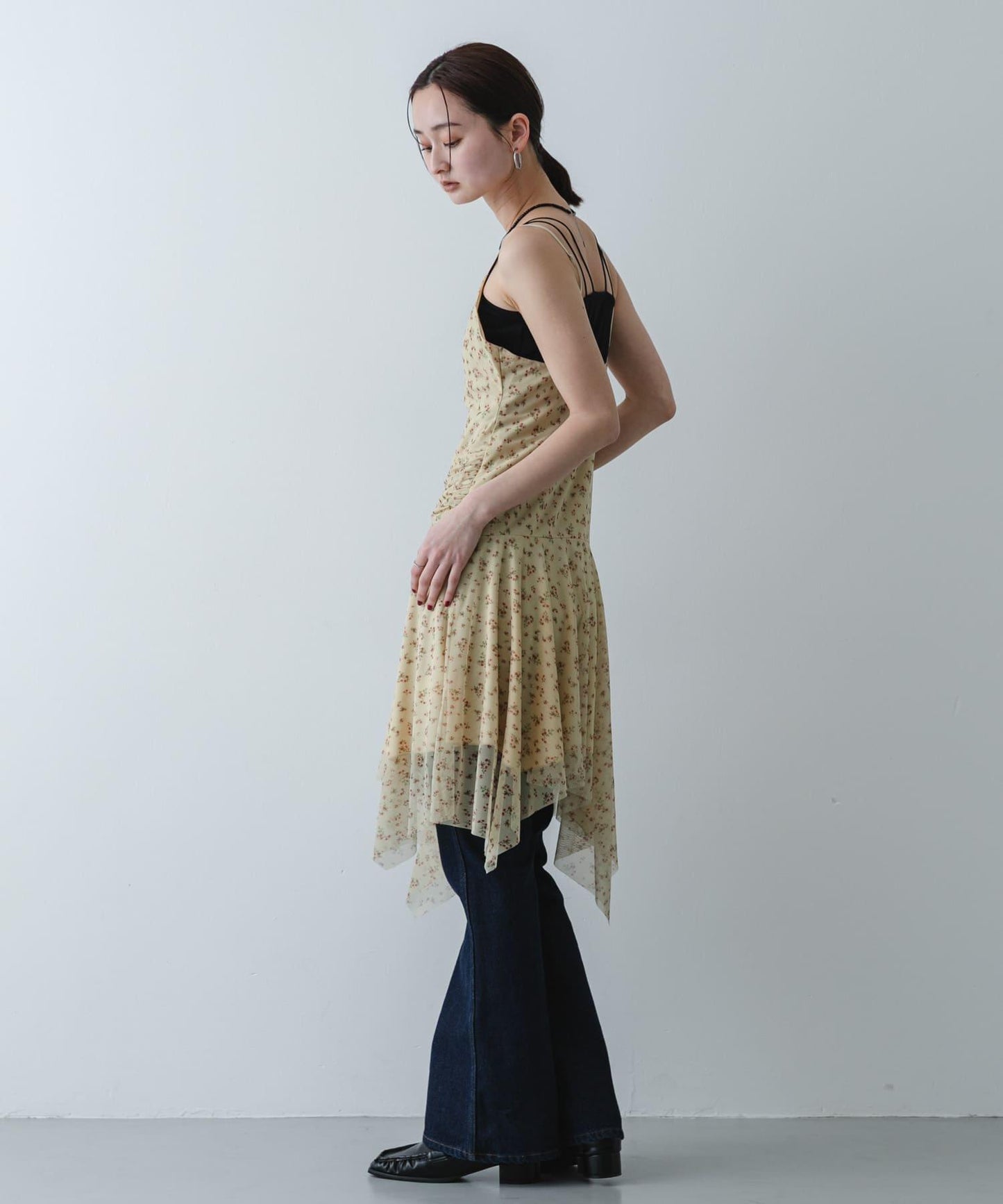 小花圖案 自然風 吊帶連衣裙