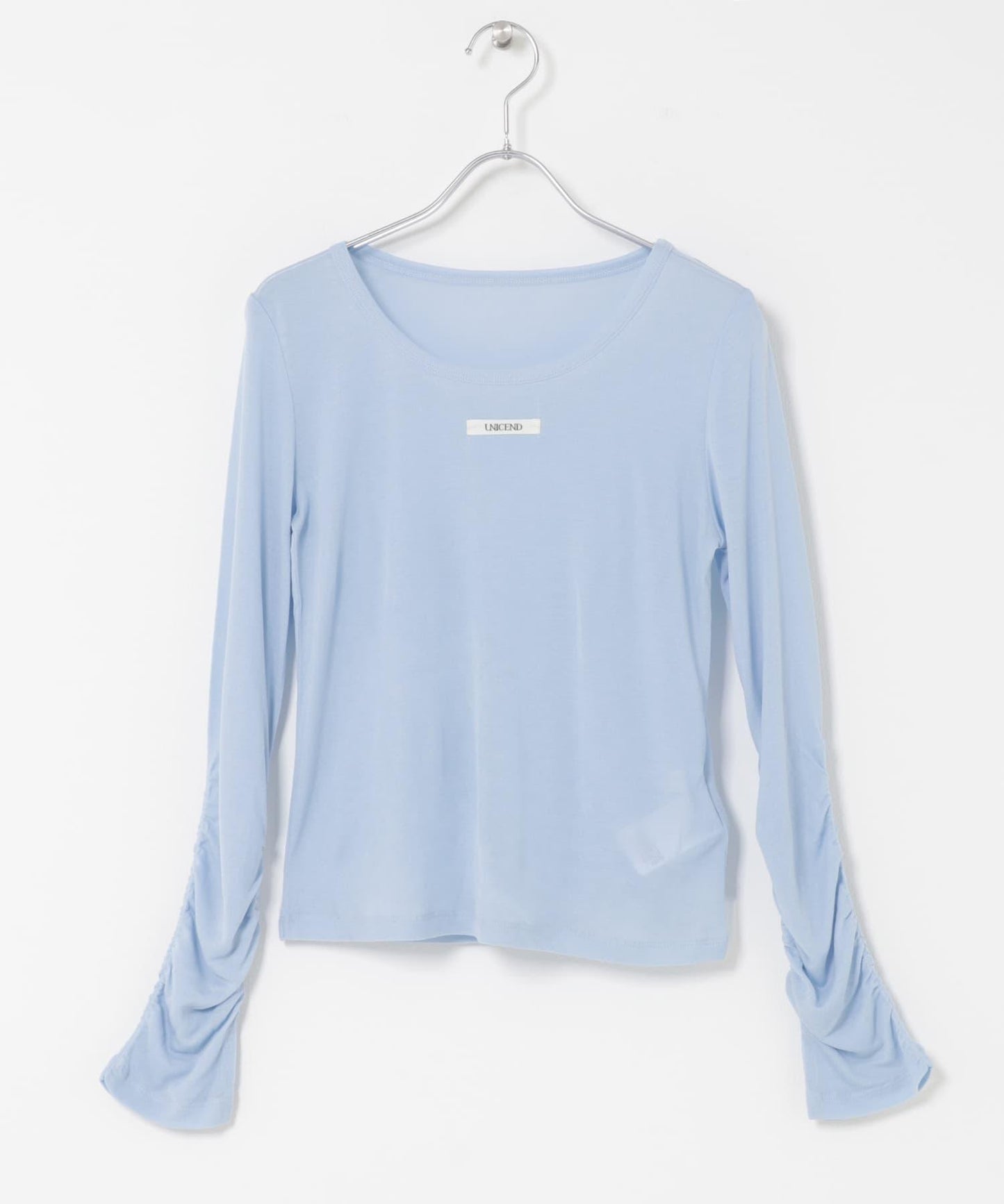 U領 織標設計 透紗上衣