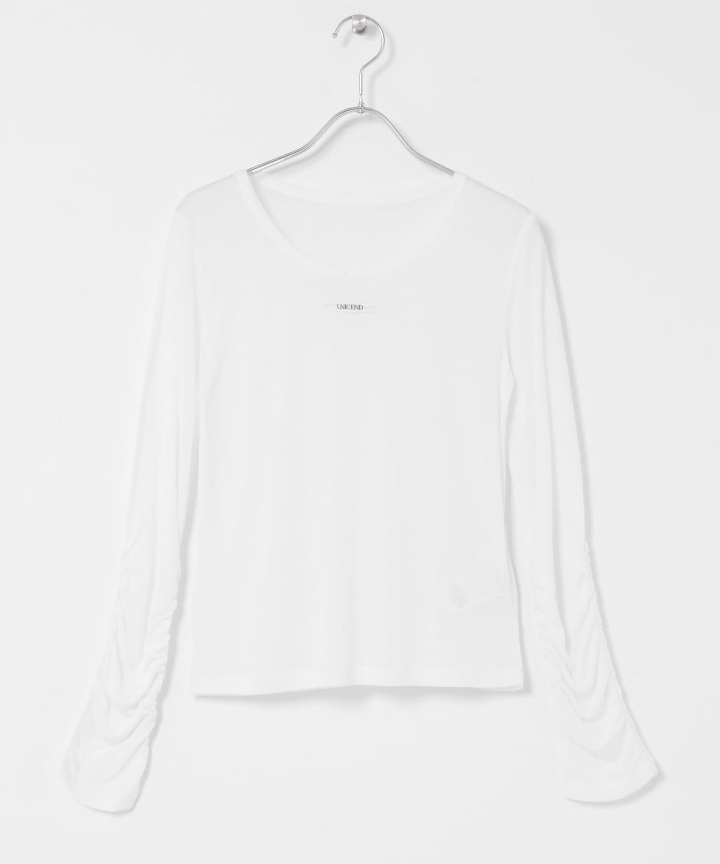 U領 織標設計 透紗上衣