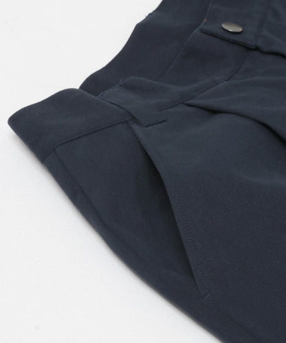 棉斜紋 褶飾 闊腿 褲子