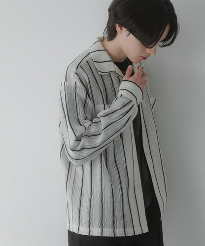 雙口袋 開領 蕾絲 襯衫