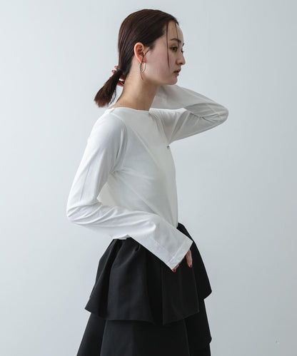 直筒版型 船領 透膚面料 T恤