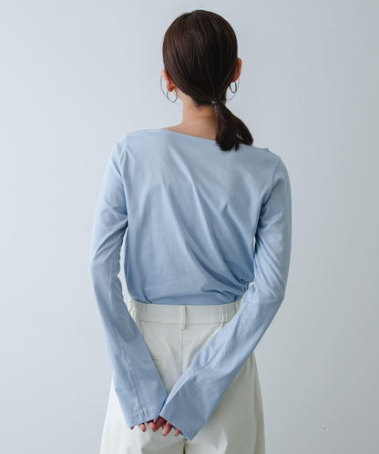 直筒版型 船領 透膚面料 T恤