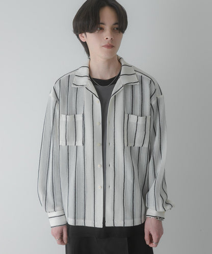 雙口袋 開領 蕾絲 襯衫