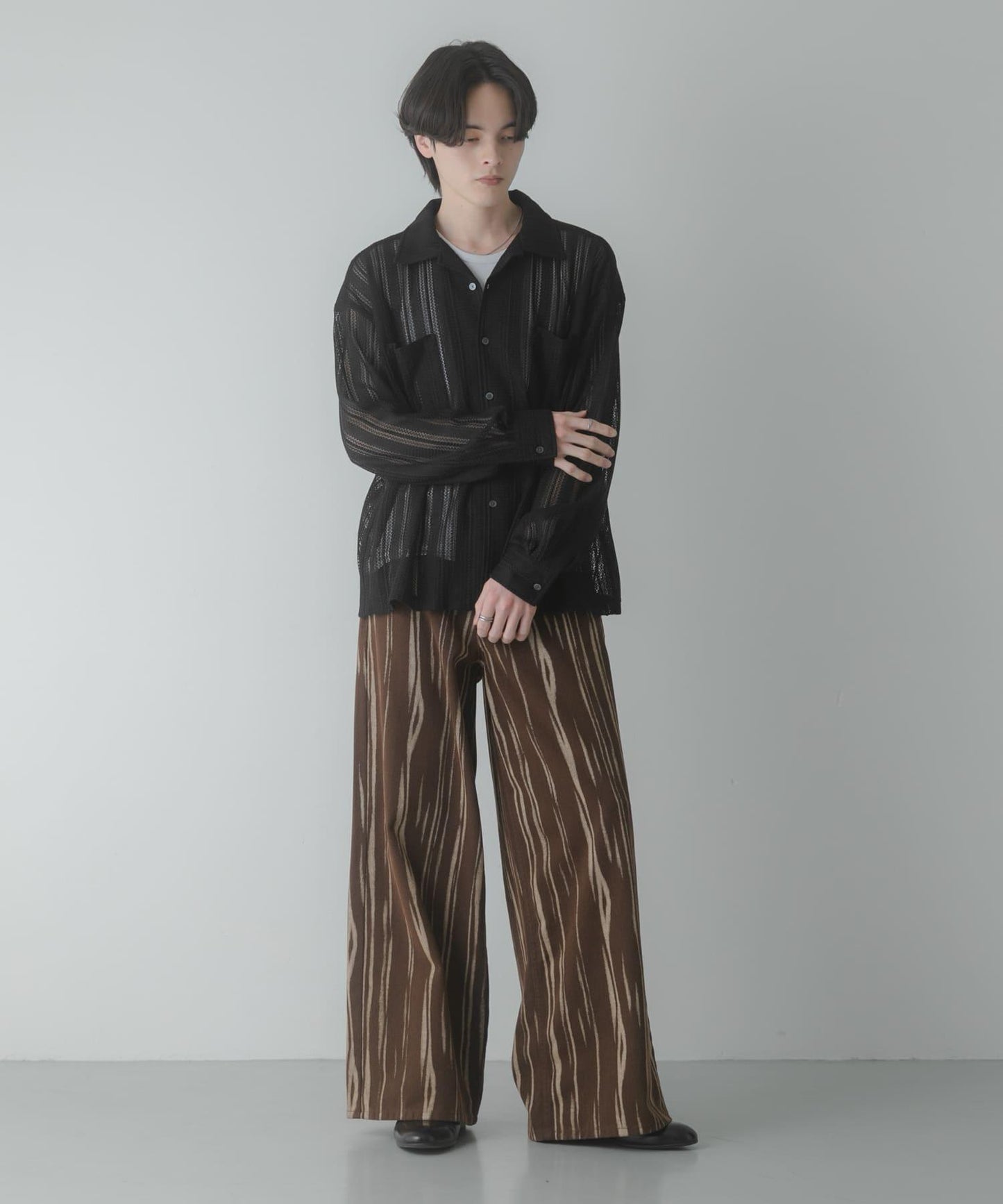 雙口袋 開領 蕾絲 襯衫