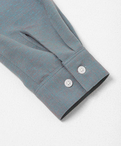 彩色粗節紋 標準領設計 襯衫