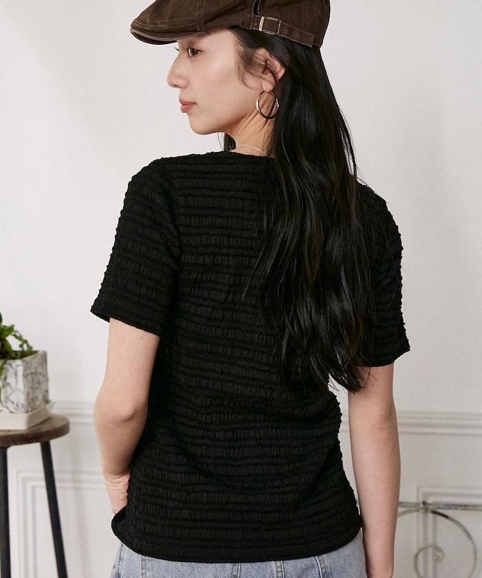 V領 半袖 針織開衫