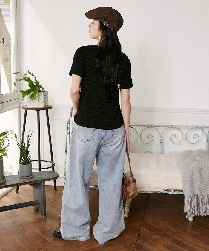 V領 半袖 針織開衫