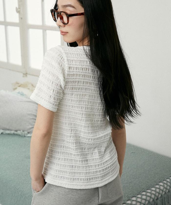 V領 半袖 針織開衫