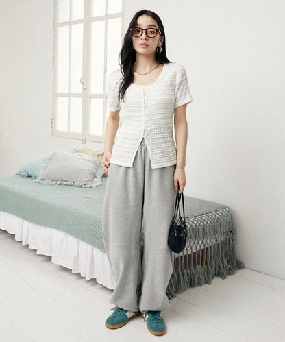 V領 半袖 針織開衫