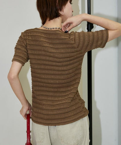 V領 半袖 針織開衫