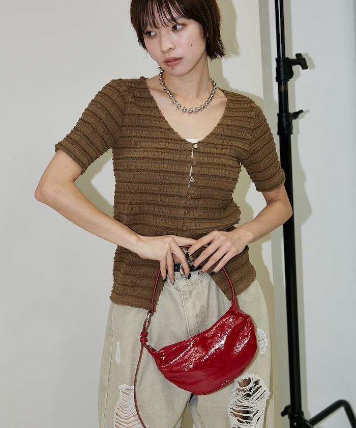 V領 半袖 針織開衫