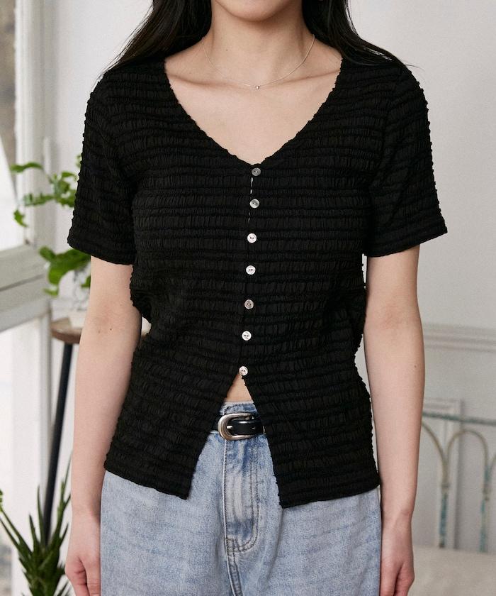 V領 半袖 針織開衫