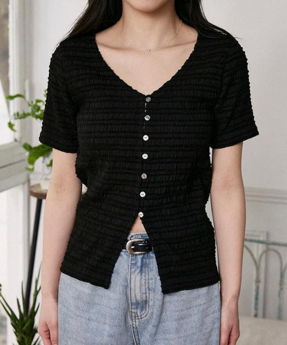 V領 半袖 針織開衫