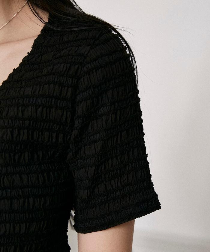 V領 半袖 針織開衫