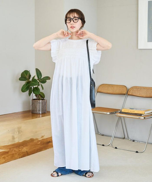 印度風 打褶 荷葉邊 無袖 連衣裙